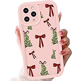 Aoldimu Merry Christmas Phone Case for iPhone 16 Pro Max 6.9", Xmas Bow Trees Cover for Women Girls, Ribbons Bows Pattern Design Shockproof Anti-Scratch Protection Cases for iPhone 16 Pro Max