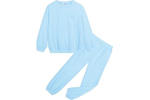 Arshiner Girls 2 Piece Outfits Casual Clothing Sets Long Sleeve Pullover Sweatshirts and Sweatpants with Pockets 5-13 Years