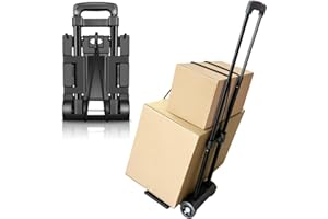 Folding Hand Truck, BUDOME Folding Luggage Cart, 30kg/66lbs Heavy Duty Travel Trolley Cart with 2 Wheels, Utility Platform Ha