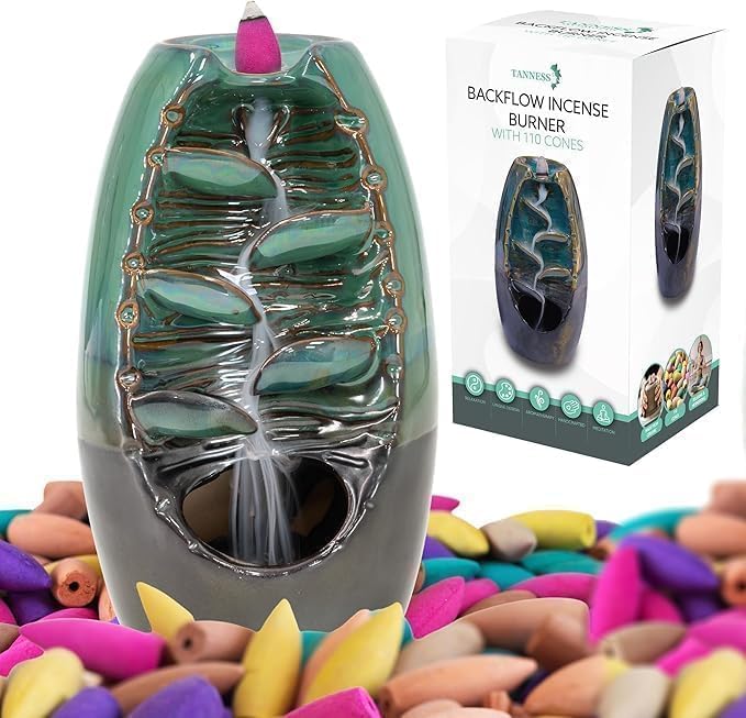 TANNESS Backflow Burner with 10 Incense Cones - Aromatherapy Decor