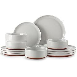 MALACASA Plates and Bowls Sets, 12 Pieces Modern