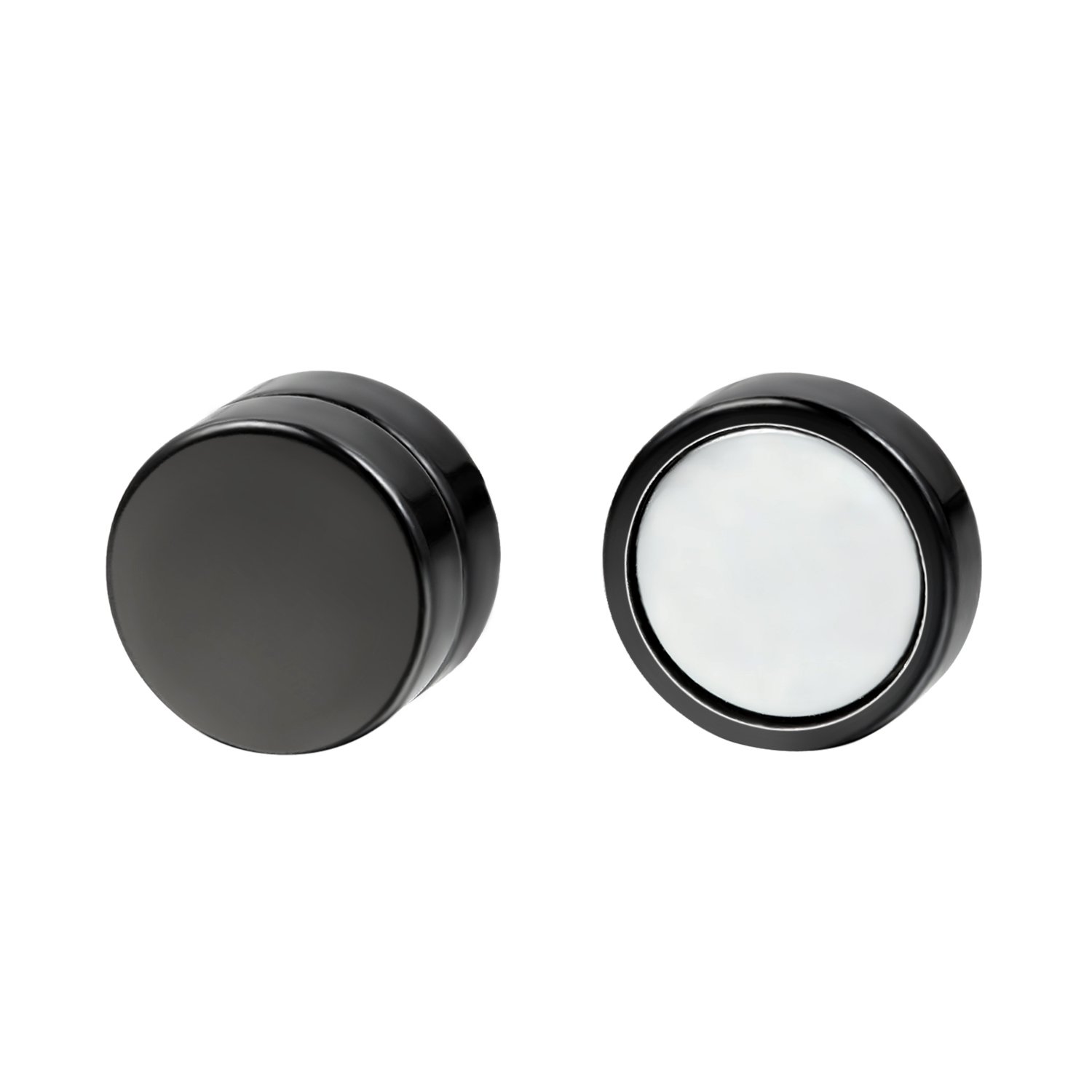 JewelryWe Men,Women's 10mm Stainless Steel Stud Earrings Black Plug Expander Non Pierce Body Jewelry Magnetic โ image 1