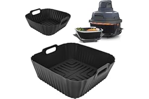 DADOP 2Pcs Silicone Liners for Ninja Crispi FN101GY Air Fryer - Non-Stick Basket Accessories, Reusable for Easy Clean-Up -, Big Liner for 4 QT Container & Small Liner for 6 Cups Container
