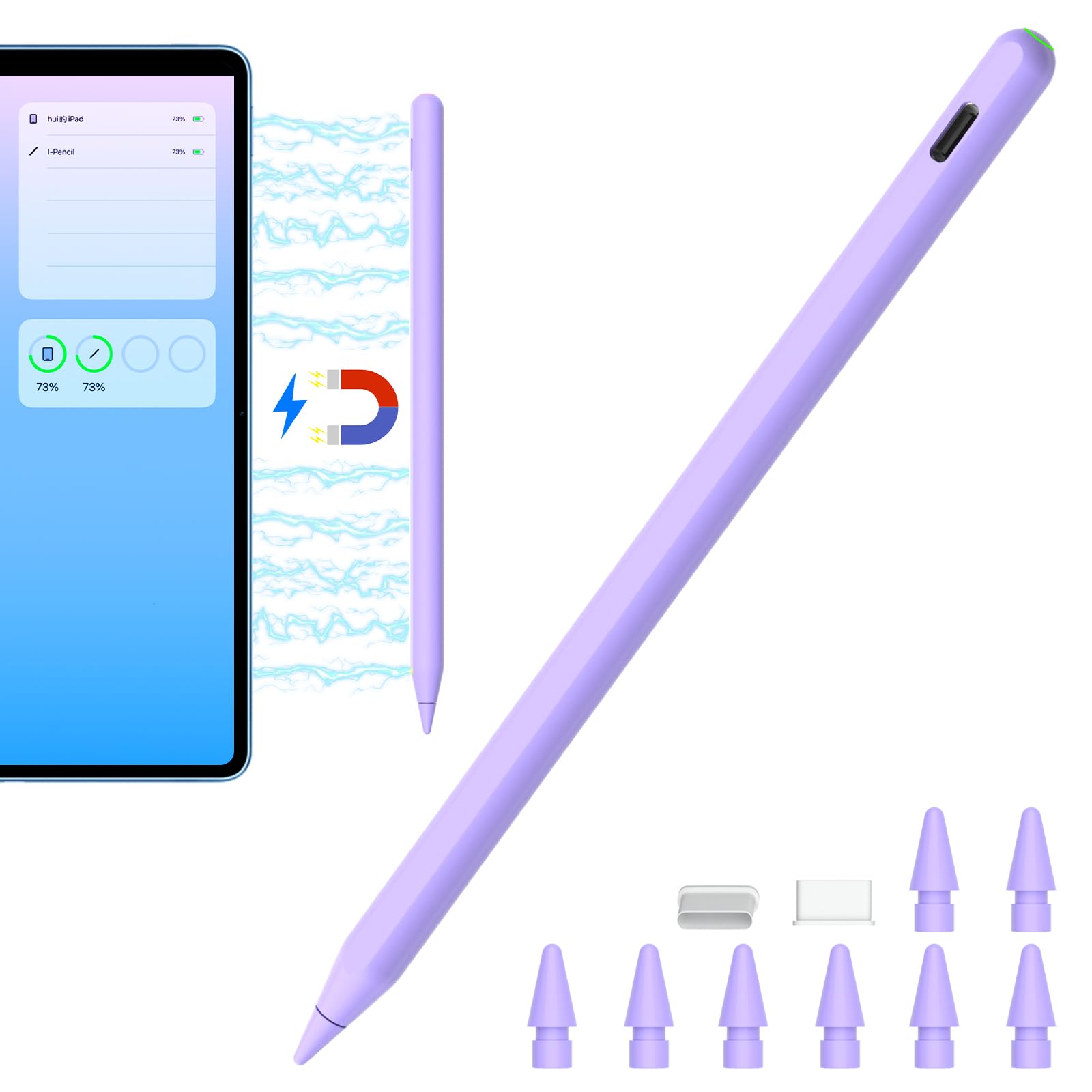 Magnetic Wireless Charging Pencil 2nd Generation for iPad 2018-2023 Model Compatible with Pro11 in 1/2/3/4,Pro 12.9 in 3/4/5/6,Air 3/4/5,Mini 5/6,iPad 6/7/8/9/10