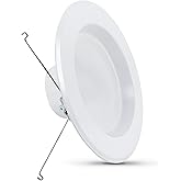 Feit Electric 5-6 inch LED Recessed Downlight - Pre-Mounted Trim - Standard Base Adapter - 2700K CCT Soft White - Dimmable- 75W Equivalent - 45 Year Life - 925 Lumens, LEDR56/927CA