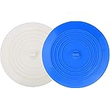 V-TOP Tub Stopper 2 Pack, 6 inches Large Silicone Drain Plug Hair Stopper Flat Suction Cover for Kitchen Bathroom and Laundry