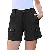 Rasutina Women Stretchy Cargo Shorts High Waisted Jean Shorts for Women 5 Inch Inseam Summer Denim Shorts Jorts
