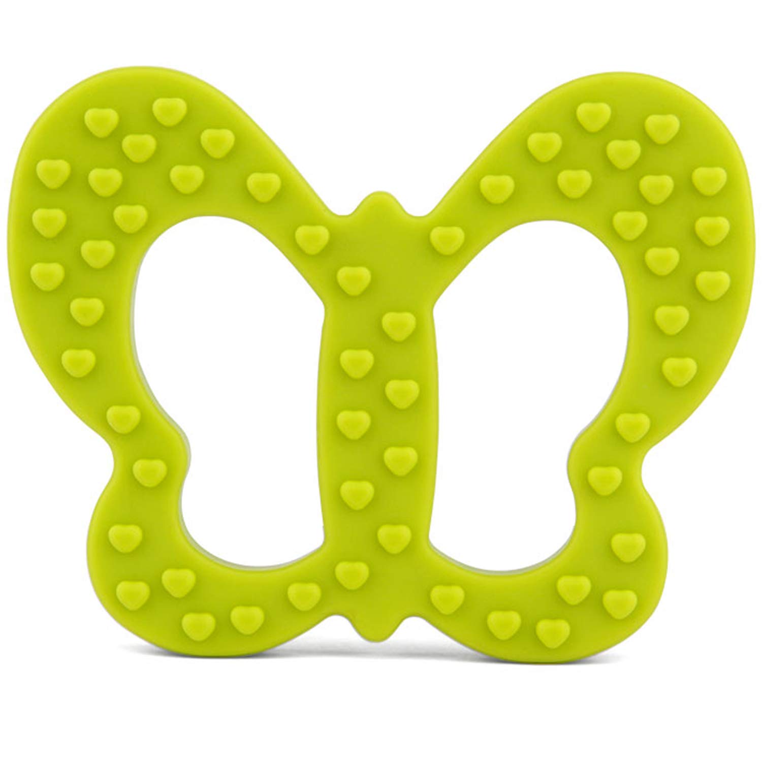PREMYO Teething Toy for Baby Teether Silicone - Soothes Sore Gum Pain - Easy to Grab BPA Free Butterfly Green