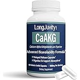 LongJuvity Calcium Alpha-Ketoglutarate Time Release AKG Supplement (1,000mg Per Serving) - Gut Heath, Bone Health, Anti Aging & Longevity - Independently Lab Tested (60 Enteric Coated Capsules)