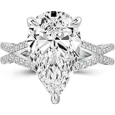 Pzokooi 5.0ct Elongated Pear Shaped Engagement Ring for Women,Split Shank 925 Sterling Silver Simulated Diamond Promise Ring for Wedding,Travel,Daily