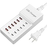 USB Charging Station, 12 Ports USB C Charger, 50W/10A MultiPort Charging Block[6 USBC+6 USBA], Compatible with iPhone 16/15/14/13/Samsung/Tablet/Watch/Headphones and Multiple Charger Plug