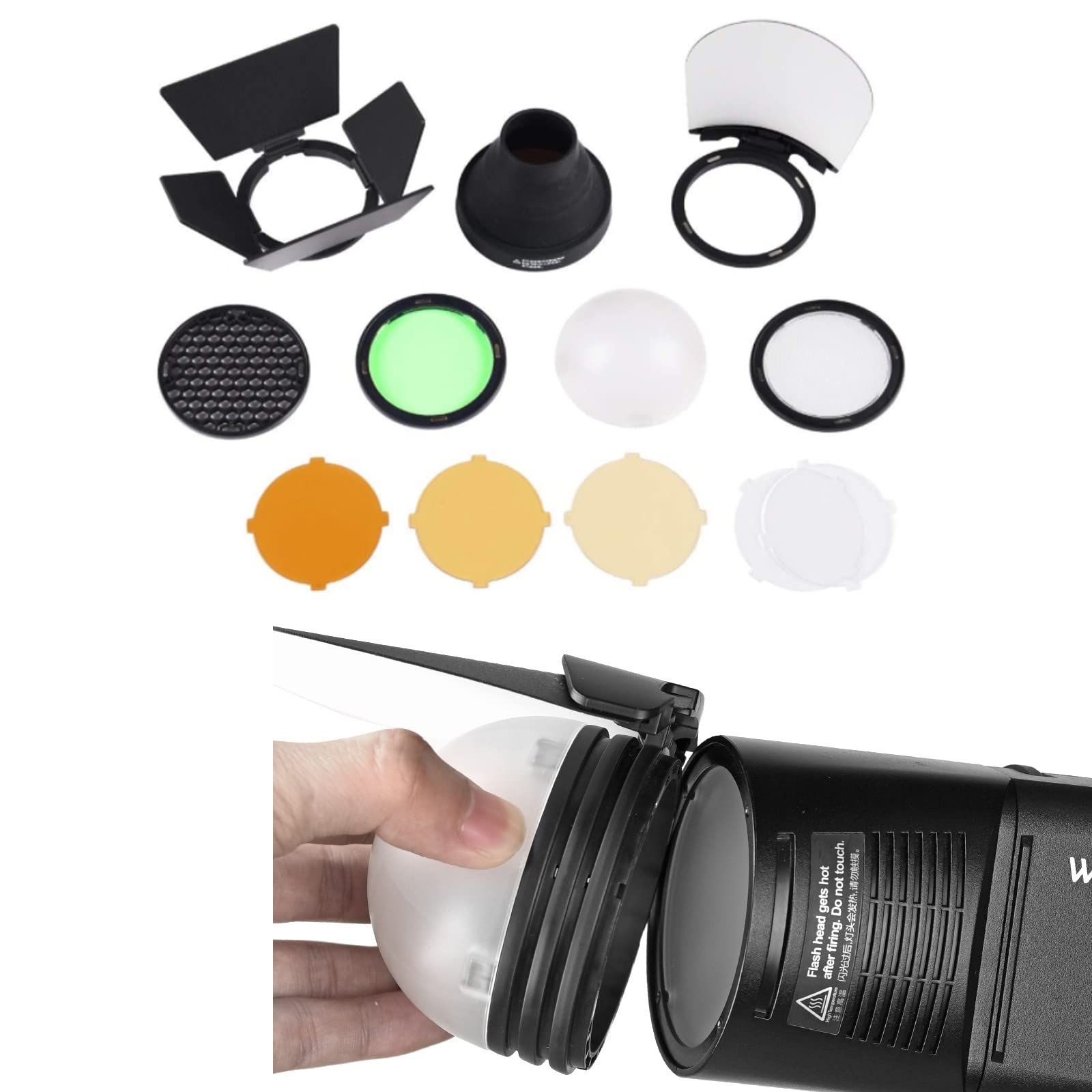 Godox V1 V1-C Flash for Canon Camera Speedlight with Godox AK-R1 Accessories kit, 2600mAh Li-ion Battery TTL 76Ws 2.4G, 1/8000 HSS, 1.5 sec. Recycle Time On-Camera Round Head Flash Speedlite
