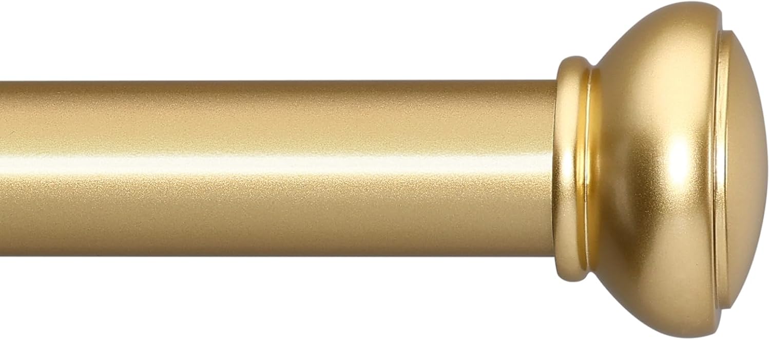 Window Treatment Hardware - SIMEWIN Gold Curtain Rods for Windows 28 to 88 Inches Adjustable 1 Inch Diameter Decorative Single Window Curtain Rod Set with Rounded Cap design Finials,Gold