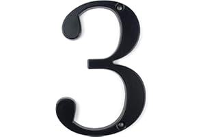 HASWARE House Number Sign 4 inch Modern Door Numbers Signage Plaque Street Home Address Numerals Zinc Alloy (3, Black)