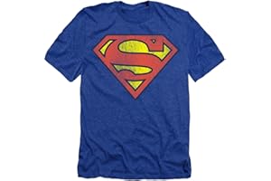 POPFUNK Superman Classic Logo Distressed Heather Adult Unisex T-Shirt & Stickers