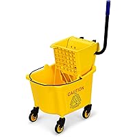 GOPLUS 21 Quart Commercial Mop Bucket With Side Wringer - Portable For Home & Public Floors, Yellow