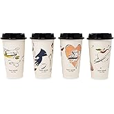 kate spade new york Reusable Coffee Cups with Lids, Travel Tumbler Set of 4, 16oz BPA-Free Plastic Cups with Lids, Coffee Mugs for Hot or Cold Drinks (New York Dream)