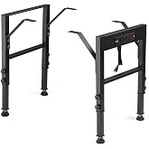 OLBRUS 19.6-Inch Depth Workbench Frame with Floor Protectors | Height Adjustable 28.5" to 33.8", Heavy-Duty Industrial DIY Furniture Legs with Power Outlets for Study, Workshop &amp; Garage