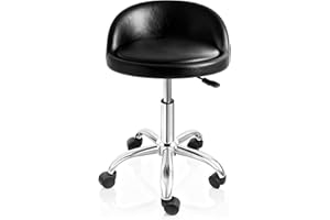 SUPER DEAL Adjustable Height Hydraulic Rolling Swivel Salon Stool Chair, Tattoo Facial Massage Spa Medical Stool with Backrest Wheels, Black