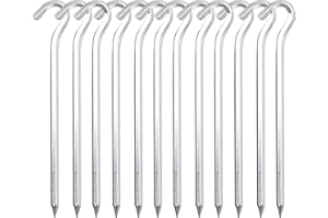 Tent Pegs, 7inch Aluminium Tent Stakes with Hook, Heavy Duty Garden Camping Pegs for Pitching Tent Canopies in Hard Ground, 1