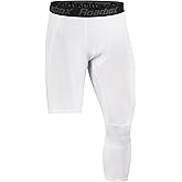 Roadbox Men's One Leg Compression Tights Pants, 3/4 Basketball Football Single Leg Leggings, Athletic Base Layer Underwear