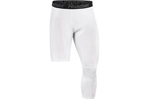 Roadbox Men's One Leg Compression Tights Pants, 3/4 Basketball Football Single Leg Leggings, Athletic Base Layer Underwear