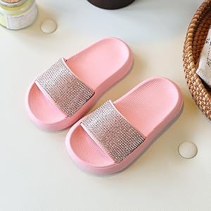 Kids Slides Summer Anti-Slip EVA Sparkle Beach Slides Sandals for Little Kids Girls
