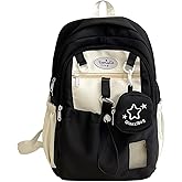 Goylmc Cute Backpack, Travel Double Shoulder Bag, Laptop Backpack for 16” with Large Capacity Adjustable Straps (Black)