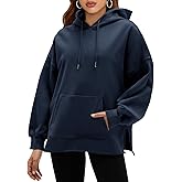 Fisoew Women's Hoodies Oversized Sweatshirts Casual Long Sleeve Side Slit Pullover Tops Fall Winter Outfits with Pocket
