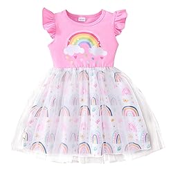 Girls Tulle Dress Rainbow Tutu Dress Summer Casual