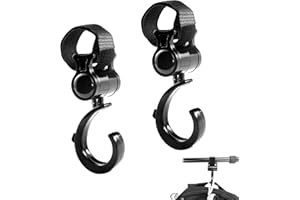 OXDFK 2 PCS Walker Hook Hanging, 360° Rotation Multipurpose Stroller Hooks for Hanging Diaper Bags, Baby Stroller Wheelchair Hanger Clip Accessories, for Walker, Shopping Cart, Car Back Seat