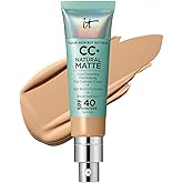 IT Cosmetics CC+ Cream Natural Matte - Poreless Full Coverage Foundation With SPF 40, 16HR Shine Control, Color-Corrector, Skin-Balancing Serum, Sweat-proof, Noncomedogenic for Oily Skin - 1.08 fl oz