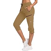 ChinFun Women's Hiking Capris Pants Outdoor Quick Dry Cargo Cropped Pants Water Resistant UPF 50+