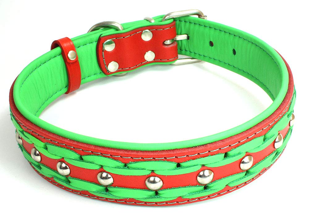 Unbekannt Sulla Real Leather Padded Handmade Dog Collar in Fashionable Colours Braided M/L/XL/XXL