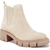 Juliet Holy Womens Lug Sole Platform Ankle Booties Chelsea Slip on Chunky Block Heel Leather Combat Boots