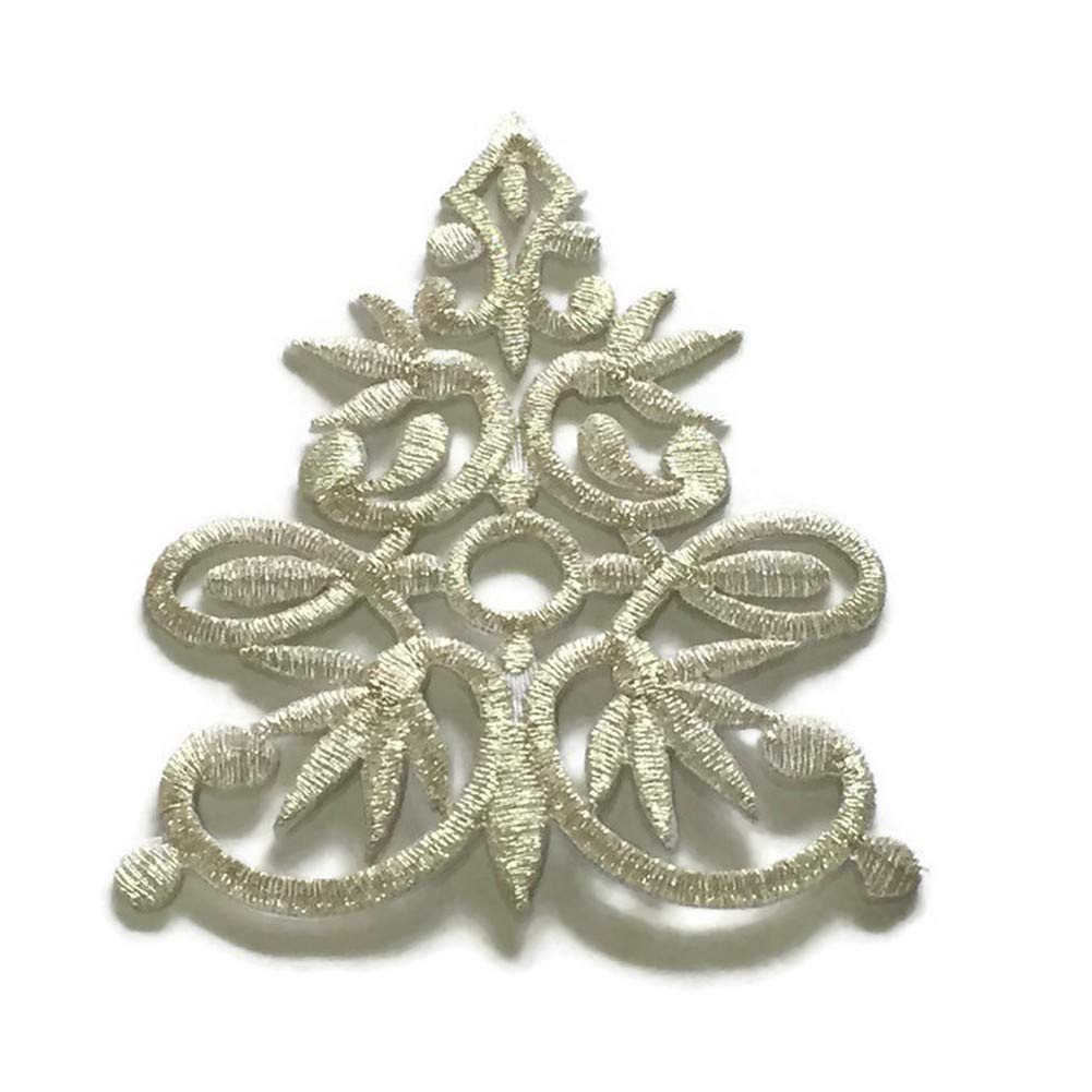 Patch Portal Silver Celtic Knot Cross Embroidered Iron-On Applique Patch, 3x4 Inches – Decorative Irish Gothic Design for Jackets, Vests, Bags, and DIY Clothing Customization