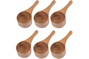 MornHalo 6 Pack Acacia Wood Coffee Scoops, Small Wooden Coffee Spoons for Jars and Containers Set of 6 Tablespoon Bean Scoop Cute Coffee Beans Measuring Scoop for Cooking Bath Salt,