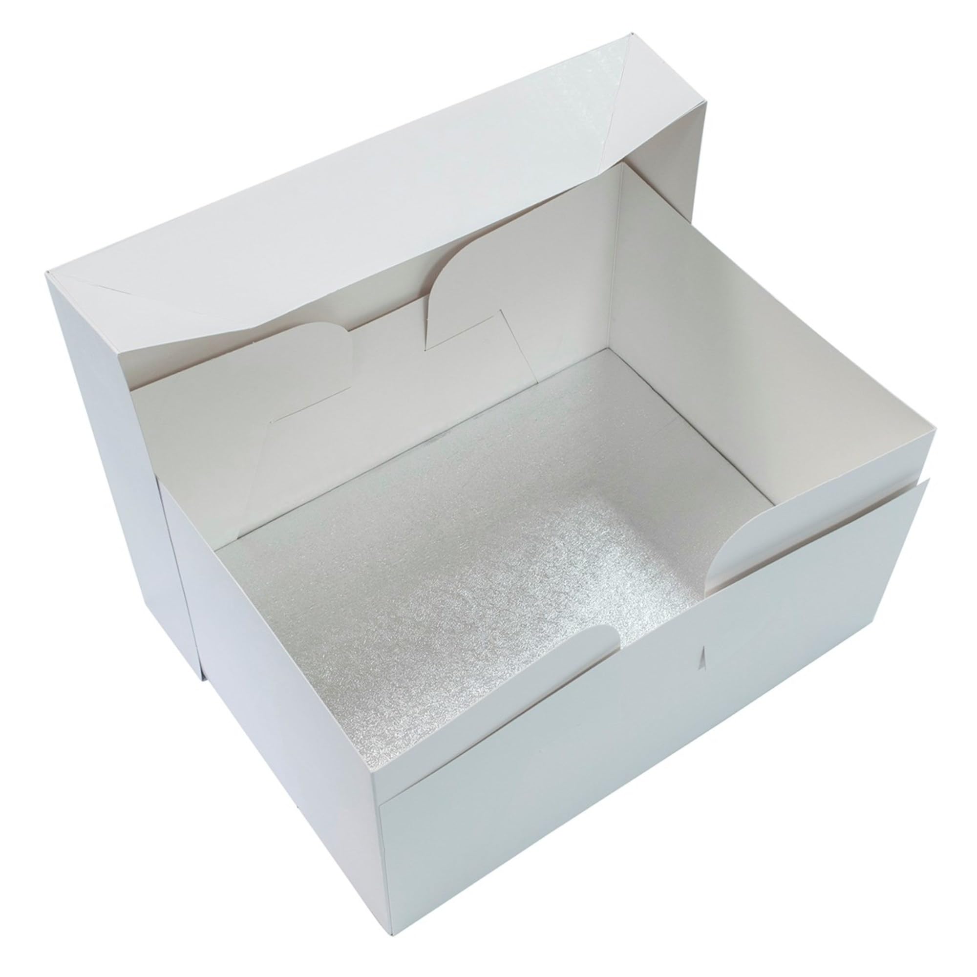 Culpitt 18" x 14" Cake Board & White Cake Box Combo, Oblong Silver Fern Cake Drum With Matching Box, 0.5'' (13mm) Thick, Rectangular Cake Transport, 457 x 355mm - Single Pack