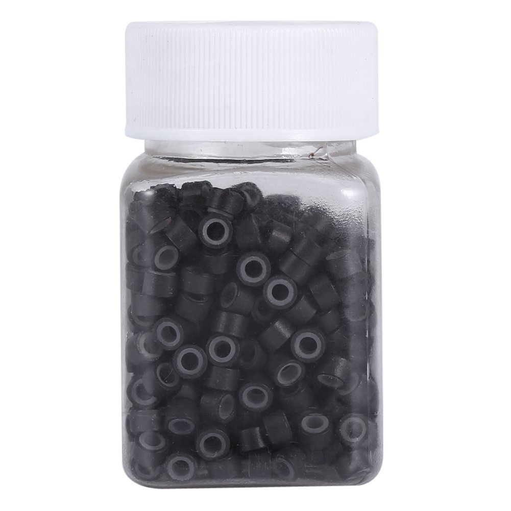 ANGGREK 500pcs Silicone Lined Micro Links Rings for Hair Extensions 5mm Hair Beads Links Beads Pipe Links Bead