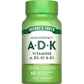 Nature's Truth Vitamin ADK | 60 Softgels | High Potency of Vitamin A, D3, K1 &amp; K2 | Non-GMO &amp; Gluten Free Supplement