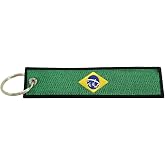 Brazil Flag Key Chain, 100% Embroidered