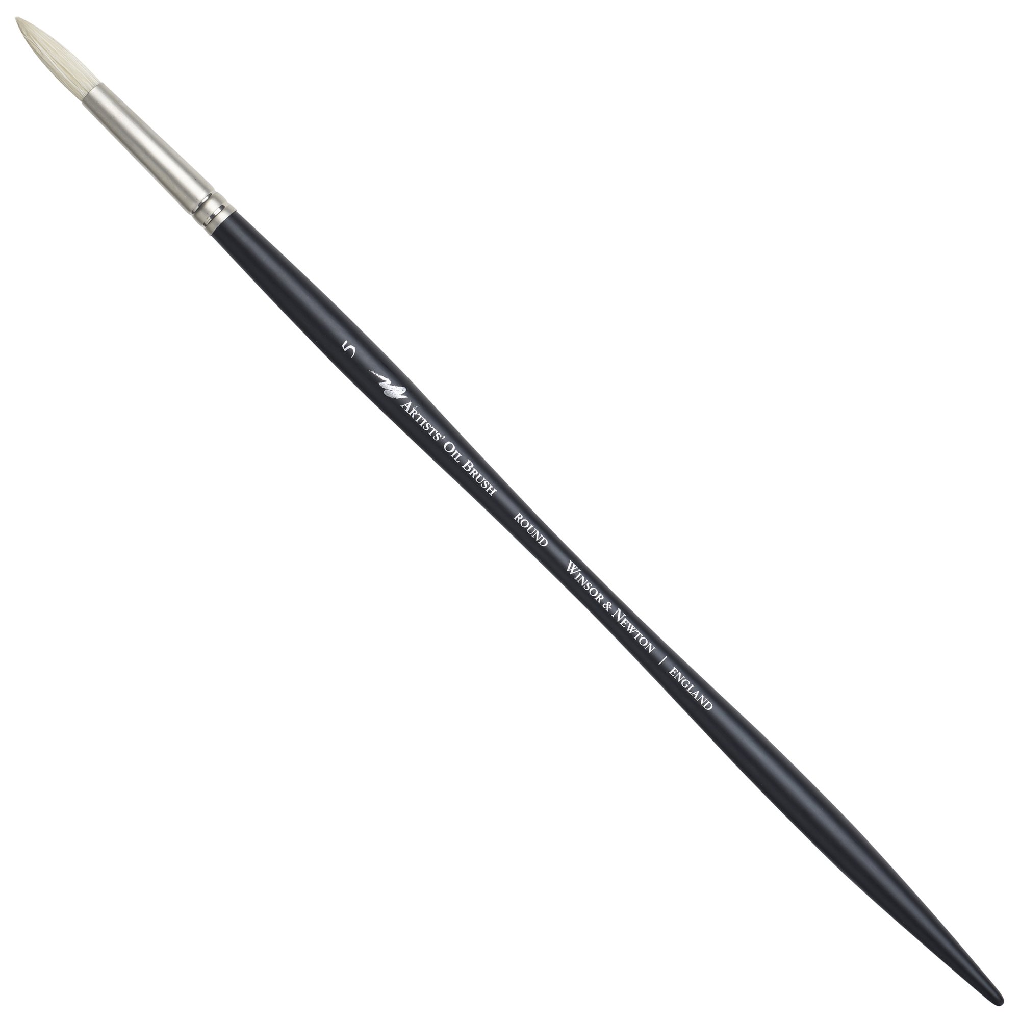 Winsor & Newton Artists' Oil Hog Paint Brush, Long Handle Size 5, Round