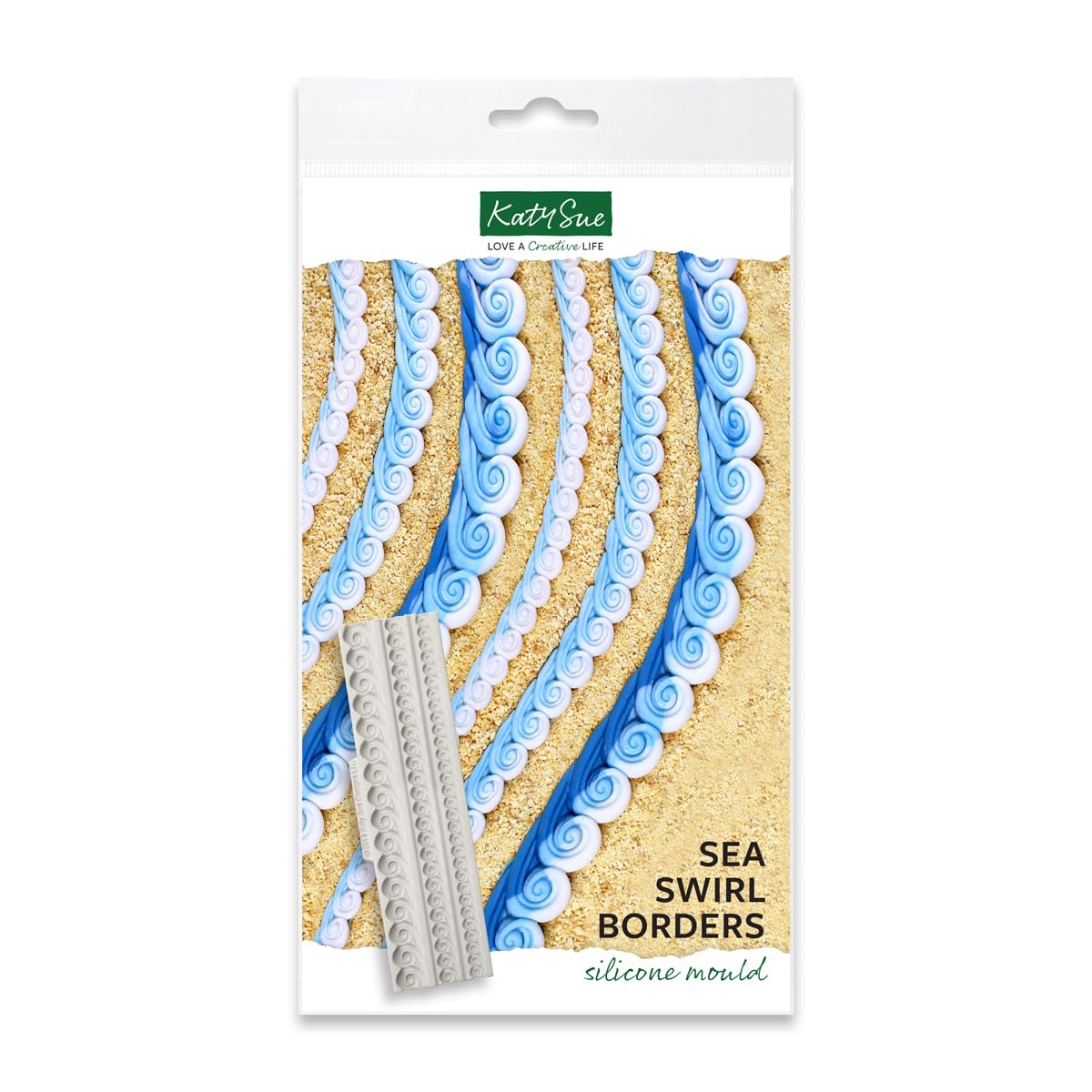 Katy Sue 'Sea Swirl' Borders Silicone Mould for Cake Decorating and Crafts - Makes 3 Seaside Wave Effect Borders.
