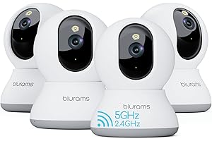 blurams Cameras for Home Security, 2K Pet Camera with Phone App, 5GHz/2.4GHz Dual-Band, 360° PTZ Indoor Cameras, 2-Way Talk, Motion Tracking, Color/IR Night Vision, Cloud&SD, Works with Alexa (4Pack)