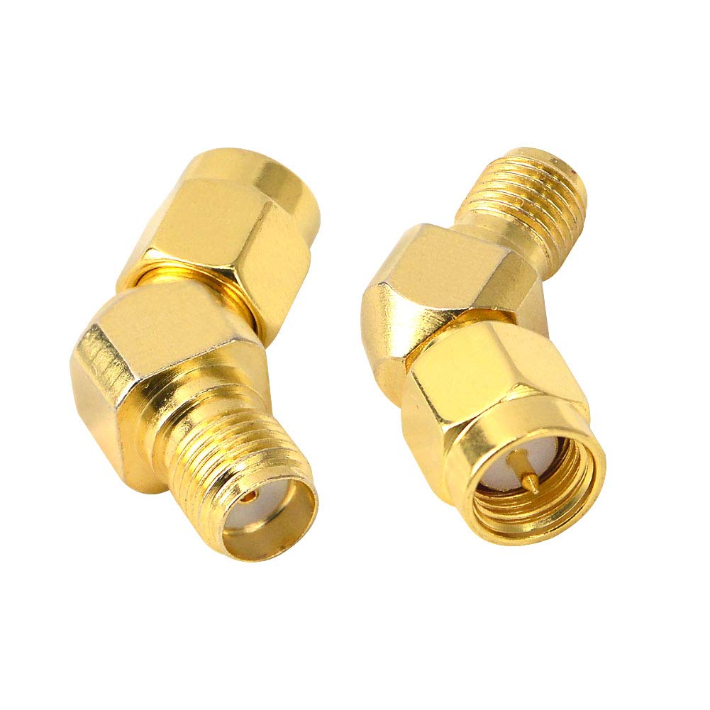 Pack of 2 RF FPV Antenna Adapter Connector SMA Male to Female 45 Degree Gold-Plated Adapter for WiFi Antenna Cable FPV Drone Fatshark Goggles