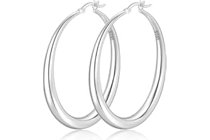 PABBEU S925 Sterling Silver Hoop Earrings Large Silver Hoop Earrings for Women Hypoallergenic Lightweight Big Thick Silver Ho
