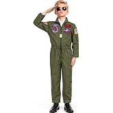 BAURGHOP Flight Pilot Costume for Kids Air Force Suit for Halloween Flight Cosplay Dress Up