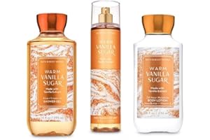 BATH & BODY WORKS B & Body Works Warm Vanilla Sugar - Full Size Set - Shower Gel, Body Lotion, Fine Fragrance Mist