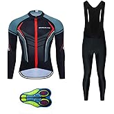 MOXILYN Cycling Jerseys Men Set Bike Clothing for Men Long Sleeve Bike Jacket and Cycling Bibs Pants with 20D Gel Pad