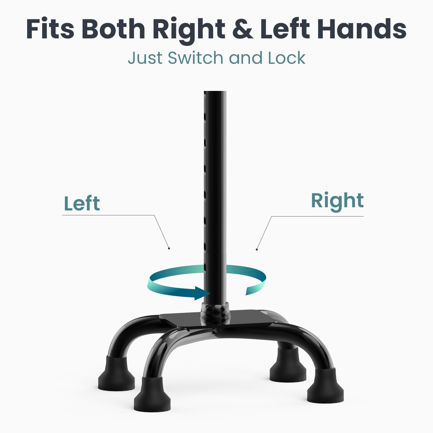 PELEGON® Quad Cane for Women & Men for Stability (300LB) - Adjustable Walking Cane with A Large 4 Pronged Base for Balance & Stability, Walking Canes for Seniors, Walking Cane, Walking Sticks (Black)